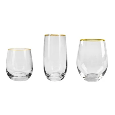 Set di bicchieri con montatura dorata