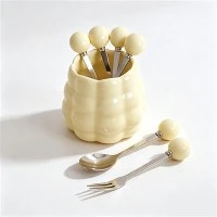 Vaso In Ceramica Con Piccole Forchette